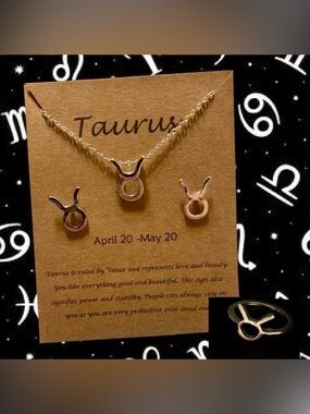 Taurus Necklace, Earrings & Ring Set ♉️